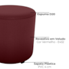 Puff Redondo Decorativo Copenhage 43x43 cm Veludo Vermelho Milani Store