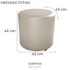 Puff Redondo Decorativo Copenhage Corano Bege Milani Store