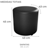 Puff Redondo Decorativo Copenhage Corano Preto Milani Store