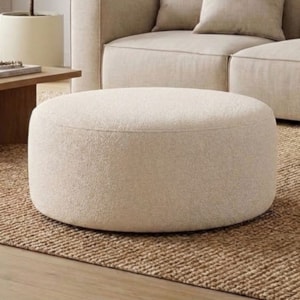 Puff Redondo Organico Imperial 40x80 cm Boucle Bege IMPO