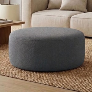 Puff Redondo Organico Imperial 40x80 cm Boucle Cinza IMPO