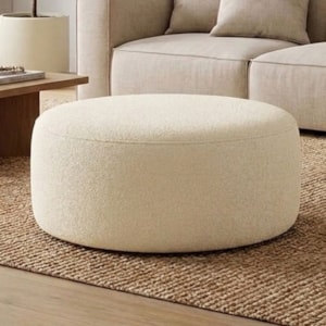 Puff Redondo Organico Imperial 40x80 cm Boucle Creme IMPO