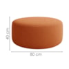 Puff Redondo Organico Imperial 40x80 cm Boucle Terracota IMPO