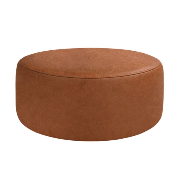 Puff Redondo Organico Imperial 40x80 cm Corino Avelã Camel IMPO