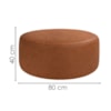 Puff Redondo Organico Imperial 40x80 cm Corino Avelã Camel IMPO