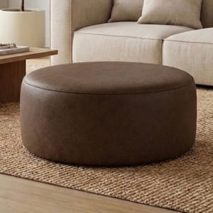 Puff Redondo Organico Imperial 40x80 cm Corino Canela IMPO