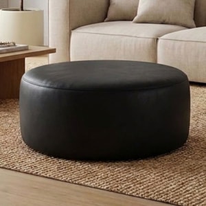 Puff Redondo Organico Imperial 40x80 cm Corino Preto IMPO