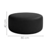 Puff Redondo Organico Imperial 40x80 cm Corino Preto IMPO