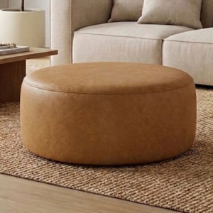Puff Redondo Organico Imperial 40x80 cm Corino Whisky IMPO