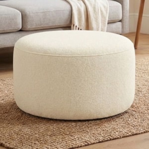 Puff Redondo Organico Imperial 45x60 cm Boucle Creme IMPO