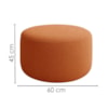 Puff Redondo Organico Imperial 45x60 cm Boucle Terracota IMPO