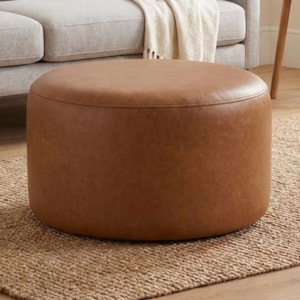 Puff Redondo Organico Imperial 45x60 cm Corino Avelã Camel IMPO