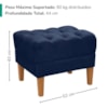 Puff Retro Capitone Pes Madeira Suede Azul Marinho MPassos