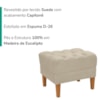 Puff Retro Capitone Pes Madeira Suede Bege MPassos