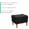 Puff Retro Capitone Pes Madeira Suede Preto MPassos