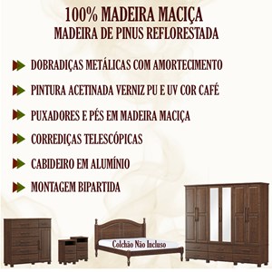 Quarto Casal 5 Peças Em Madeira Maciça Ouro 1 Cafe FNT