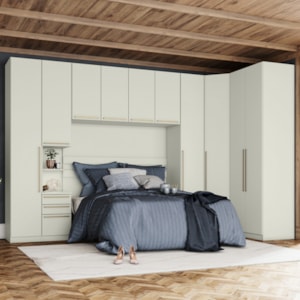 Quarto Casal Modulado 10 Portas 367x162 cm Seletto Areia Henn