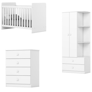 Quarto Infantil 3 Pecas Berco Grade Fixa Labirinto Branco Henn