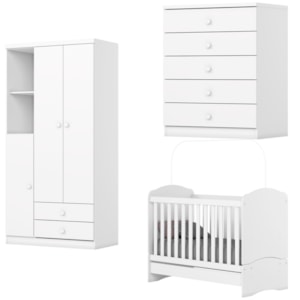 Quarto Infantil 3 Pecas Berco Mini Cama Bala De Menta Branco Henn