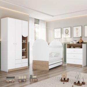Quarto Infantil 3 Pecas Berco Mini Cama Magia Branco Jequitiba HP Henn