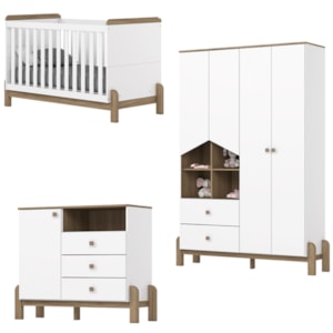 Quarto Infantil 3 Pecas Berco Mini Cama Ternura Branco Jequitiba HP Henn