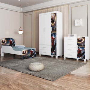Quarto Infantil 3 Peças Com Mini Cama MDF Livia Aranha Decmade