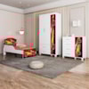 Quarto Infantil 3 Peças Com Mini Cama MDF Livia Vermelho Decmade