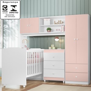 Quarto Infantil Completo 3 Peças 990160 Branco Rosa PLLA