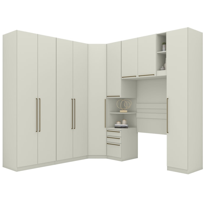 Quarto Solteiro Modulado 9 Portas Seletto Areia Henn