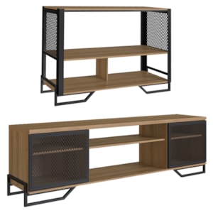 Rack 180 Cm 2 PT Aparador 130 Cm Industrial 27X21 Mell Preto PP Rack 180 Cm 2 PT Aparador 130 Cm Industrial 27X21 Mell Preto PP