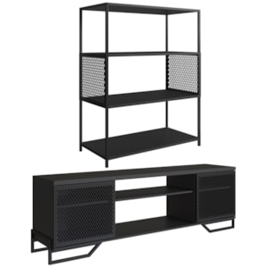 Rack 180 Cm 2 PT Estante 77 Cm Industrial 27X24 Preto PP Rack 180 Cm 2 PT Estante 77 Cm Industrial 27X24 Preto PP