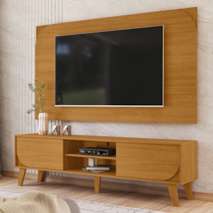 Rack Bancada Com Painel Para Tv 65 Pol 2 Portas Duna 182 cm Cinamomo Madetec