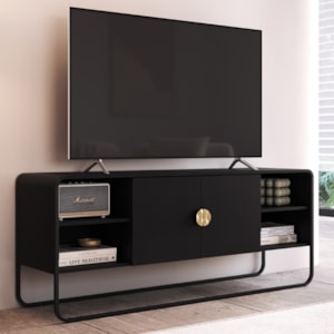 Rack Bancada Organica TV 55 Pol 150 cm 28070 Nero Preto Artesano