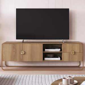 Rack Bancada Organica TV 65 Pol 180 cm 28076 Hanover Dourado Artesano