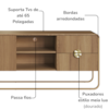 Rack Bancada Organica TV 65 Pol 180 cm 28076 Hanover Dourado Artesano