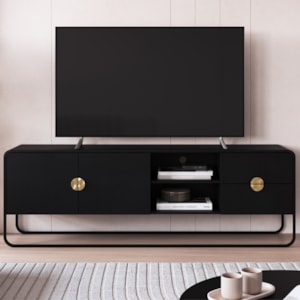 Rack Bancada Organica TV 65 Pol 180 cm 28076 Nero Preto Artesano