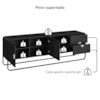 Rack Bancada Organica TV 65 Pol 180 cm 28076 Nero Preto Artesano