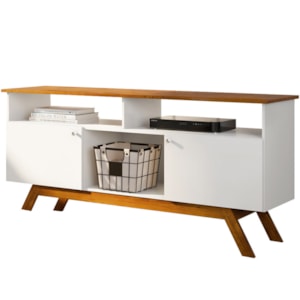 Rack Bancada Para TV 43 Pol Amsterda 140 cm Branco Nature Tebar