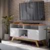 Rack Bancada Para TV 43 Pol Amsterda 140 cm Branco Nature Tebar