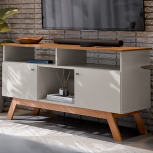 Rack Bancada Para TV 43 Pol Amsterda 140 cm Off White Nature Tebar