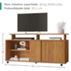 Rack Bancada Para TV 50 Pol 1 Porta 136 cm Maxx Cedro RUDK