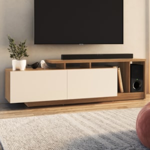 Rack Bancada Para TV 50 Pol 2 Portas 163 cm B91 Montana Branco NOVAM