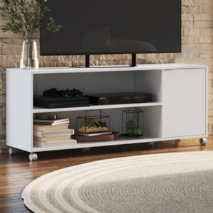 Rack Bancada Para TV 55 Pol Rodizio ABS 135 cm B57 Branco NOVAM