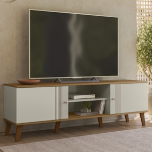 Rack Bancada Para TV 65 Pol 160 cm Denv Off White Nature PLLA