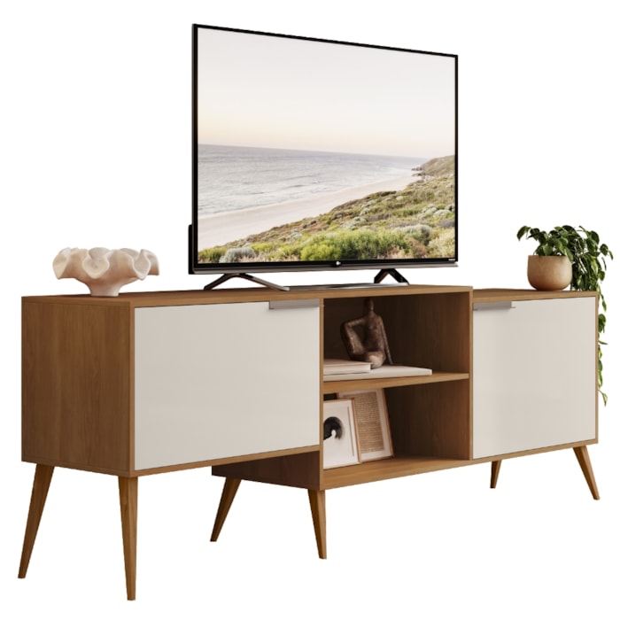 Rack Bancada Para TV 65 Pol 2 Portas 180 cm Prime Carvalho Areia RUDK