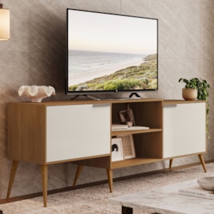 Rack Bancada Para TV 65 Pol 2 Portas 180 cm Prime Carvalho Areia RUDK