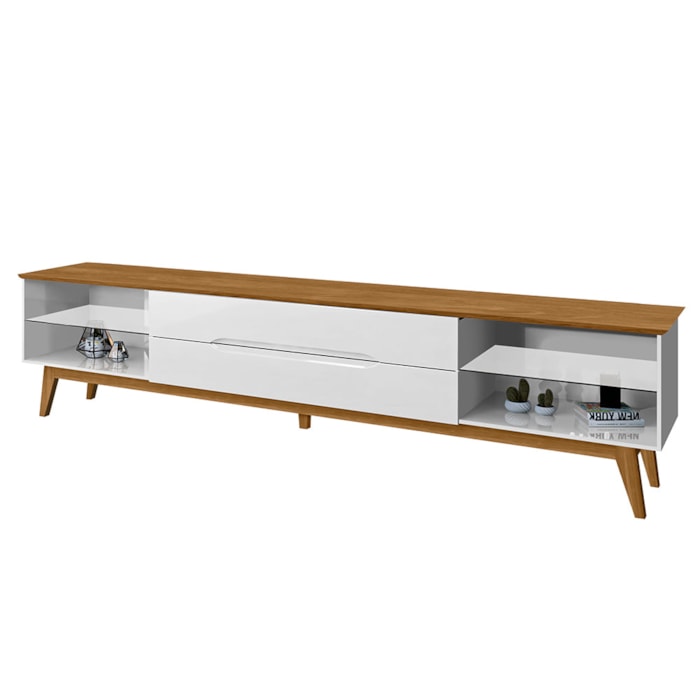 Rack Bancada Para TV 65 Pol Limit 181 cm Branco Nature Tebar