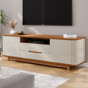 Rack Bancada Para TV 70 Pol 2 Portas 180 cm Cedro Off White DCASA