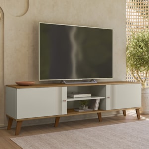 Rack Bancada Para TV 75 Pol 180 cm Denv Off White Nature PLLA
