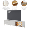 Rack Bancada Para TV 75 Pol 217 cm Amalfi Com Led Pes Metal Off White Matte Freijo CLB